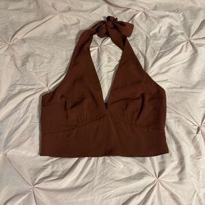 Abercrombie & Fitch Brown Halter Crop Top